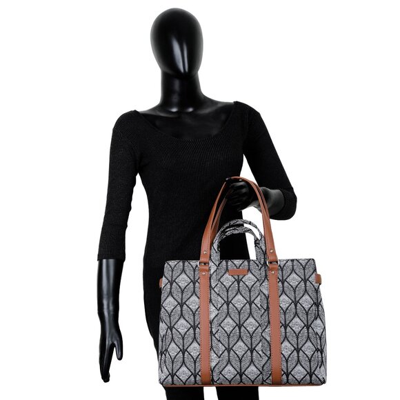 Women Monochrome Printed Shoulder Tote Bag – Hand Crafted Fabric Handbags Purse - Picture 10 of 10